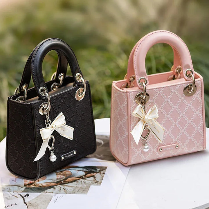 Pearl Bow Jacquard Bag