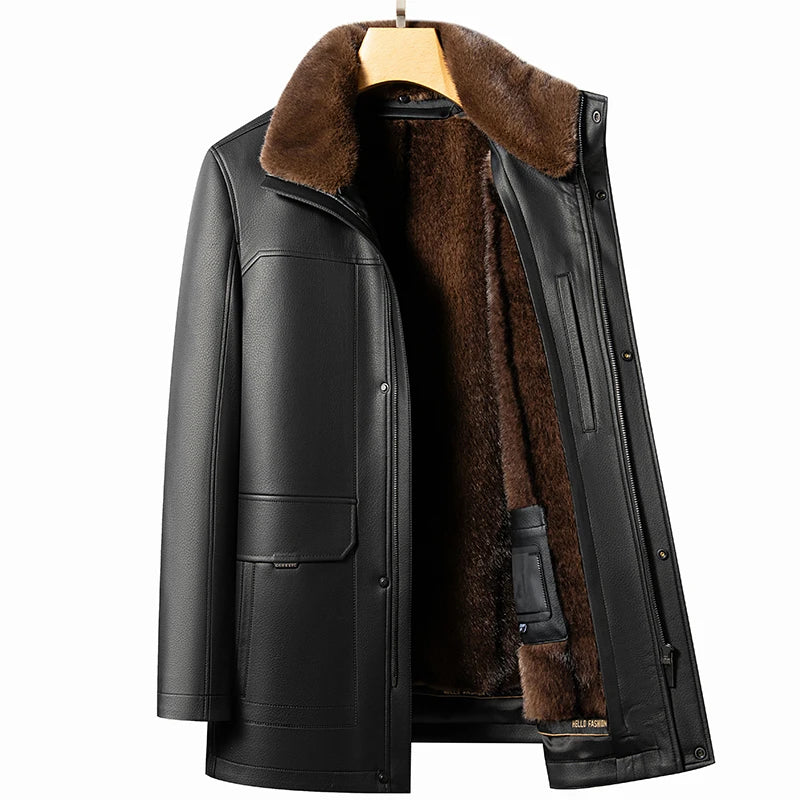 Genuine Leather & Mink Fur Coat