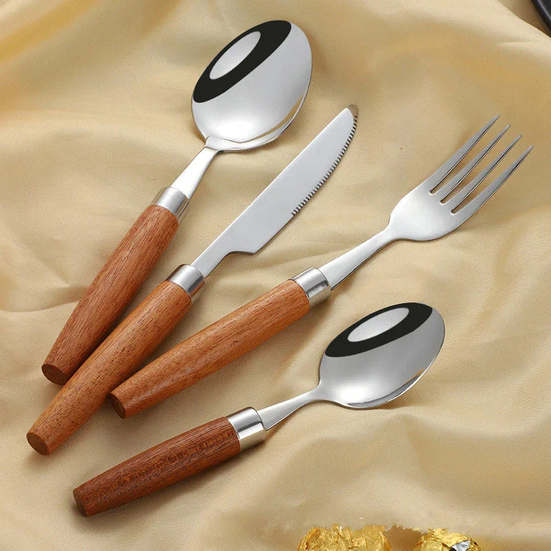 Classic Wooden Handle Cutlery Set