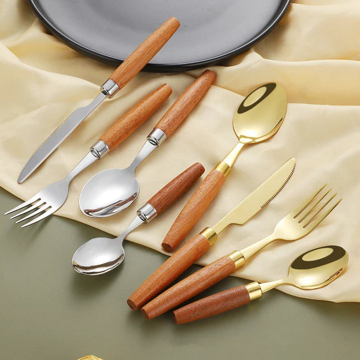 Classic Wooden Handle Cutlery Set