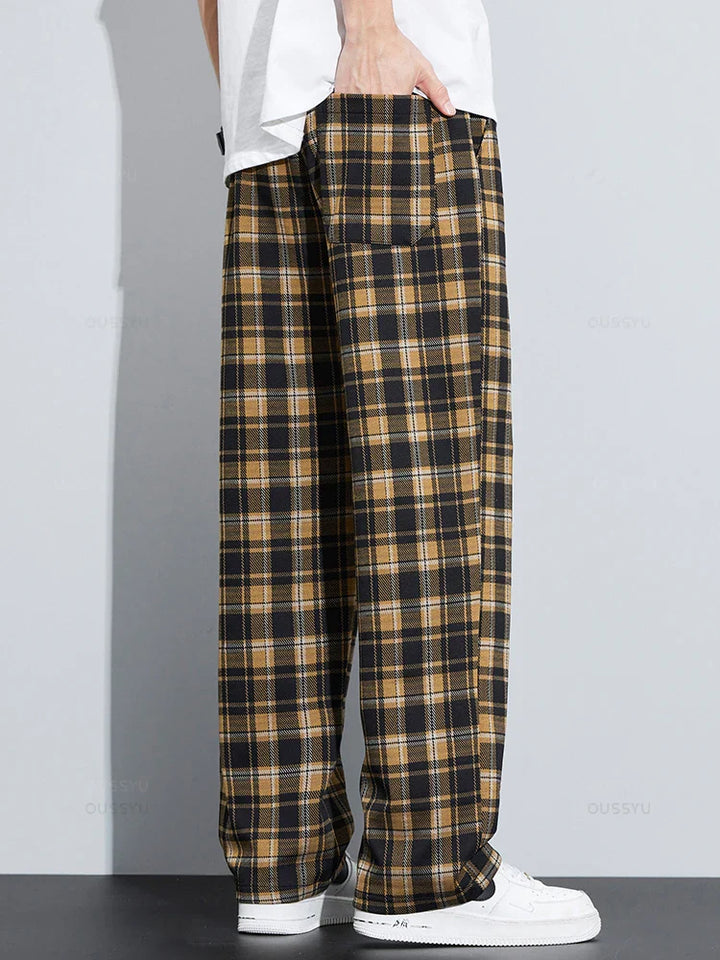 Relaxed-Fit Plaid Pants