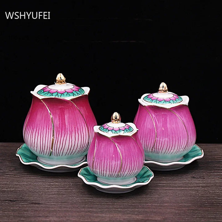 CAPAROMA Tradition Ceramic Lotus Flower Cup Set