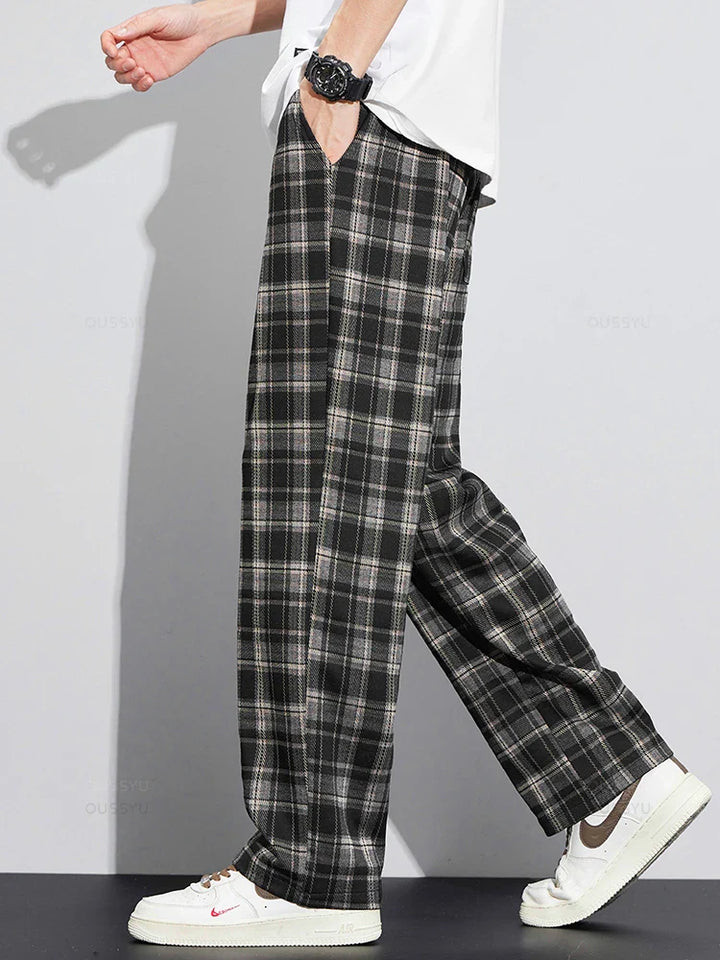 Relaxed-Fit Plaid Pants