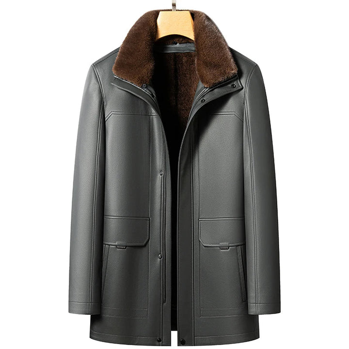 Genuine Leather & Mink Fur Coat